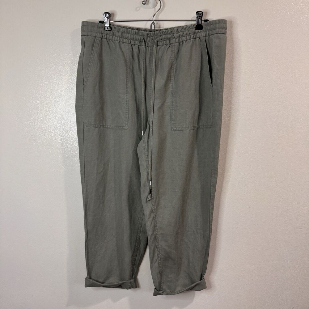 J. Crew Pants LP Petite Seaside Green Linen Lyocell Crop Pull On Lagen Beachy